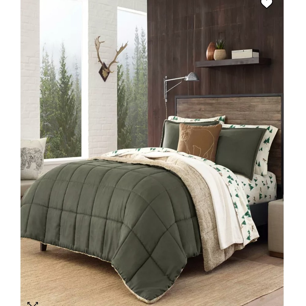 Eddie Bauer Sherwood Reversible Micro-suede Sherpa Comforter Set, Twin